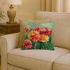 Ohio Scarlet Carnations in Watercolor Throw Pillow Machine Washable, Indoor Outdoor Decorative Pillow for Couch, Bed or Patio, 18Hx18W