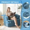 360° Swivel Round Upholstered Comfy Chair With One Soft Pillow, Teddy Fleece High-Resilience Sponge Single Sofa, No Assembly for Living Room, Bedroom