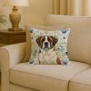 Brindle and White Saint Bernard Coastal Sea Glass Throw Pillow Decorative Indoor Outdoor Accent Cushion for Couch, Bed or Patio, 18Hx18W
