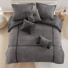 7 Piece Micro Corduroy Comforter Set Grey Queen