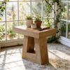 Modern Double-Deck Nightstand with Trapezoidal Foot in Natural Wood Optics Furniture for Bedroom