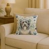 Bearded Collie Coastal Sea Glass Throw Pillow Decorative Indoor Outdoor Accent Cushion for Couch, Bed or Patio, 18Hx18W