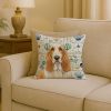 Lemon and White Basset Hound Coastal Sea Glass Throw Pillow Decorative Indoor Outdoor Accent Cushion for Couch, Bed or Patio, 18Hx18W