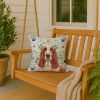 Red and White Basset Hound Coastal Sea Glass Throw Pillow Decorative Indoor Outdoor Accent Cushion for Couch, Bed or Patio, 18Hx18W