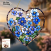 CIFbuy Acrylic Blue Floral Heart Stained Glass Style Sun Catcher Window Wall Decor Handmade Home Garden Gift (TikTok, temu pick-up service)
