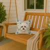 White and Cream Bichon Frise Coastal Sea Glass Throw Pillow Decorative Indoor Outdoor Accent Cushion for Couch, Bed or Patio, 14Hx14W