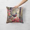 Pheasant Throw Pillow Machine Washable, Indoor Outdoor Decorative Pillow for Couch, Bed or Patio, 18Hx18W
