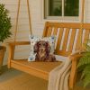 Longhaired Chocolate and Tan Dachshund Coastal Sea Glass Throw Pillow Decorative Indoor Outdoor Accent Cushion for Couch, Bed or Patio, 14Hx14W