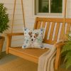 White with Tan Markings Russell Terrier Coastal Sea Glass Throw Pillow Decorative Indoor Outdoor Accent Cushion for Couch, Bed or Patio, 14Hx14W