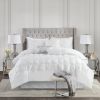 7 Piece Tufted Comforter Set White Queen