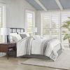 6 Piece Cotton Jacquard Oversized Comforter Set White/Grey Cal King
