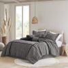 7 Piece Micro Corduroy Comforter Set Grey Queen
