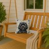 Black Lhasa Apso Coastal Sea Glass Throw Pillow Decorative Indoor Outdoor Accent Cushion for Couch, Bed or Patio, 14Hx14W