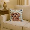 Liver Shih Tzu Coastal Sea Glass Throw Pillow Decorative Indoor Outdoor Accent Cushion for Couch, Bed or Patio, 18Hx18W