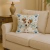 White with Tan Markings Russell Terrier Coastal Sea Glass Throw Pillow Decorative Indoor Outdoor Accent Cushion for Couch, Bed or Patio, 14Hx14W