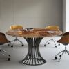 Bauernhaus round Dining Table 119 Cm Seating for 4-6 People Industrial Kitchen Table with Metal Frame