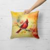 Cardinal Throw Pillow Machine Washable, Indoor Outdoor Decorative Pillow for Couch, Bed or Patio, 18Hx18W