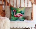 Flamingo Throw Pillow Machine Washable, Indoor Outdoor Decorative Pillow for Couch, Bed or Patio, 14Hx14W