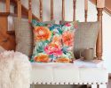 Peonies in Watercolor Throw Pillow Machine Washable, Indoor Outdoor Decorative Pillow for Couch, Bed or Patio, 14Hx14W