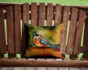 Mandarin Duck Throw Pillow Machine Washable, Indoor Outdoor Decorative Pillow for Couch, Bed or Patio, 14Hx14W