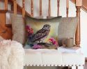 Burrowing Owl Throw Pillow Machine Washable, Indoor Outdoor Decorative Pillow for Couch, Bed or Patio, 14Hx14W