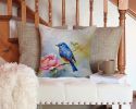 Bluebird Throw Pillow Machine Washable, Indoor Outdoor Decorative Pillow for Couch, Bed or Patio, 14Hx14W