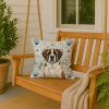Brindle and White Saint Bernard Coastal Sea Glass Throw Pillow Decorative Indoor Outdoor Accent Cushion for Couch, Bed or Patio, 18Hx18W