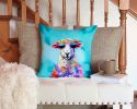 NEW Hippie Animal Sheep Throw Pillow Machine Washable, Indoor Outdoor Decorative Pillow for Couch, Bed or Patio, 14Hx14W