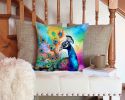 NEW Hippie Animal Peacock Throw Pillow Machine Washable, Indoor Outdoor Decorative Pillow for Couch, Bed or Patio, 14Hx14W