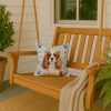 Blenheim English Toy Spaniel Coastal Sea Glass Throw Pillow Decorative Indoor Outdoor Accent Cushion for Couch, Bed or Patio, 14Hx14W