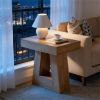 Modern Double-Deck Nightstand with Trapezoidal Foot in Natural Wood Optics Furniture for Bedroom