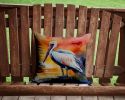 Pelican Throw Pillow Machine Washable, Indoor Outdoor Decorative Pillow for Couch, Bed or Patio, 14Hx14W
