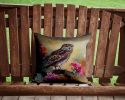 Burrowing Owl Throw Pillow Machine Washable, Indoor Outdoor Decorative Pillow for Couch, Bed or Patio, 14Hx14W