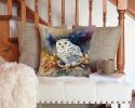 Snowy Owl Throw Pillow Machine Washable, Indoor Outdoor Decorative Pillow for Couch, Bed or Patio, 14Hx14W