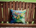 Anemones in Watercolor Throw Pillow Machine Washable, Indoor Outdoor Decorative Pillow for Couch, Bed or Patio, 14Hx14W