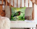 Green Heron Throw Pillow Machine Washable, Indoor Outdoor Decorative Pillow for Couch, Bed or Patio, 14Hx14W