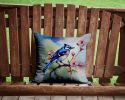 Blue Jay Throw Pillow Machine Washable, Indoor Outdoor Decorative Pillow for Couch, Bed or Patio, 14Hx14W