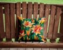Lilies in Watercolor Throw Pillow Machine Washable, Indoor Outdoor Decorative Pillow for Couch, Bed or Patio, 14Hx14W
