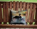 Black Swan Throw Pillow Machine Washable, Indoor Outdoor Decorative Pillow for Couch, Bed or Patio, 14Hx14W
