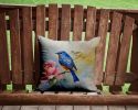 Bluebird Throw Pillow Machine Washable, Indoor Outdoor Decorative Pillow for Couch, Bed or Patio, 14Hx14W