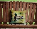 Mallard Throw Pillow Machine Washable, Indoor Outdoor Decorative Pillow for Couch, Bed or Patio, 14Hx14W