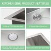 23"*18" Undermount 16-Gauge T304 Stainless Steel Deep Single Bowl Laundry Utility Sink Basin with bottom grid and drainer