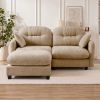 Cloud Sectional L-Shaped Couch With Ottoman,Soft Chenille Fabric,Quilted Pleated Design High-Density Foam,Fits Bedrooms Living Rooms Reading Nooks