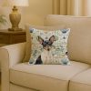 Toy Fox Terrier Coastal Sea Glass Throw Pillow Decorative Indoor Outdoor Accent Cushion for Couch, Bed or Patio, 18Hx18W