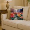 New York Roses in Watercolor Throw Pillow Machine Washable, Indoor Outdoor Decorative Pillow for Couch, Bed or Patio, 14Hx14W