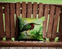 Green Heron Throw Pillow Machine Washable, Indoor Outdoor Decorative Pillow for Couch, Bed or Patio, 14Hx14W