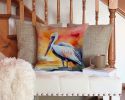Pelican Throw Pillow Machine Washable, Indoor Outdoor Decorative Pillow for Couch, Bed or Patio, 14Hx14W