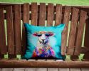 NEW Hippie Animal Sheep Throw Pillow Machine Washable, Indoor Outdoor Decorative Pillow for Couch, Bed or Patio, 14Hx14W
