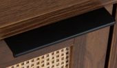 Rustic Farmhouse Sideboard Buffet Cabinet with 2 Rattan Doors And 3 Drawers Coffee Bar Table for Living Room
