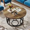 Sofa table 80cm round living room table wooden top metal leg footstool home furniture decoration table